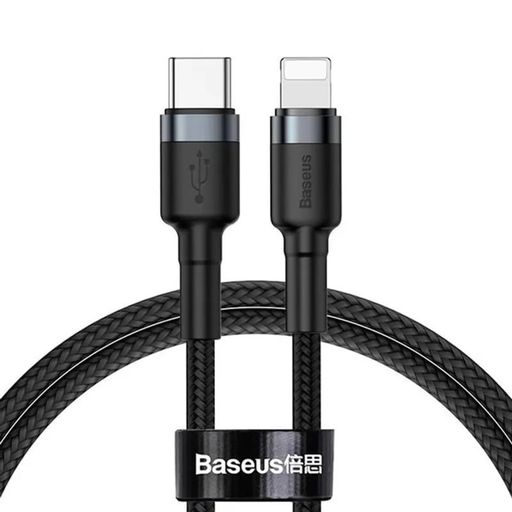 Кабель Baseus Cafule Cable Type-C to iP PD 18W 1m Gray+Black