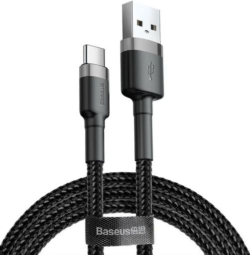 Кабель Baseus Cafule Cable USB For Type-C 3A 0.5m Gray Black (CATKLF-AG1)