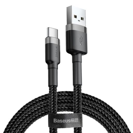 Кабель USB Type-C Baseus Сafule Cable USB For Type-C 2A 2M Gray+Black (CATKLF-CG1)