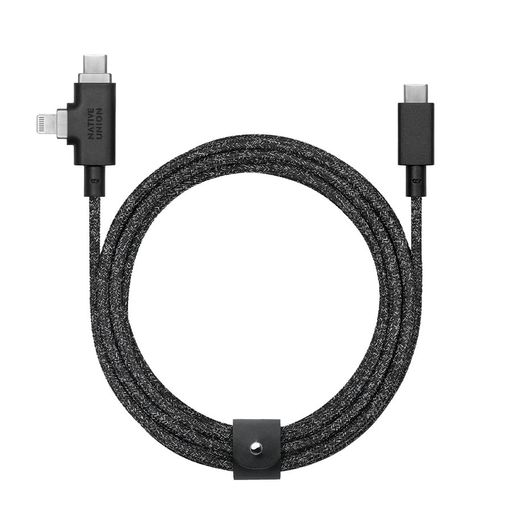 Кабель Native Union Belt Cable Duo Pro 240W USB-C to USB-C & Lightning Cosmos Black (2.4 m) (BELT-PROCCL-COS-NP)