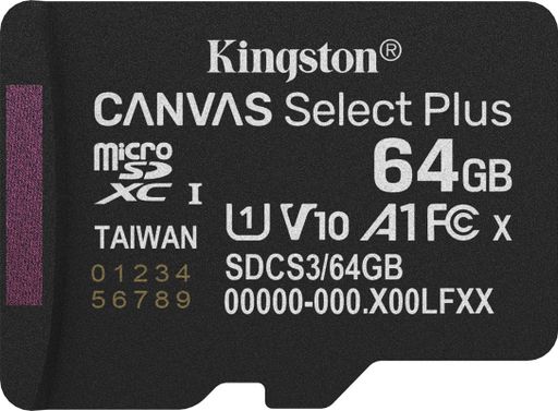 Карта пам`яті MicroSDXC 64GB UHS-I Class 10 Kingston Canvas Select Plus R100MB/s (SDCS3/64GBSP)