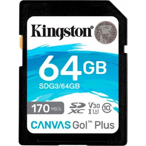 Карта пам'яті SDXC (UHS-1 U3) Kingston Canvas Go Plus 64Gb class 10 V30 (R170MB/s, W70MB/s) (SDG3/64GB)