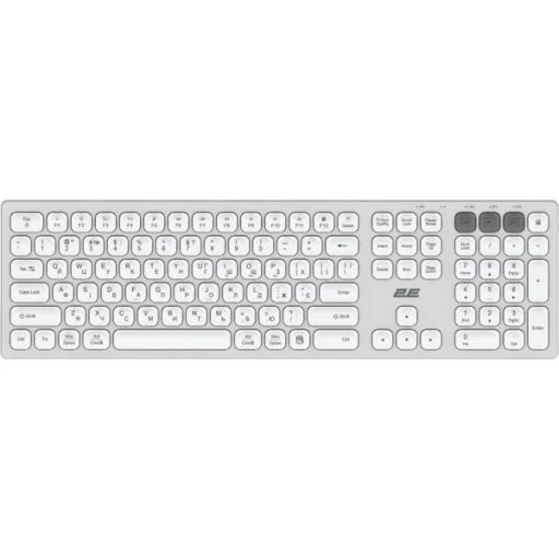 Клавиатура 2E KS270 105key, WL/BT, EN/UK/RU, Silver/White (2E-KS270WBWH)