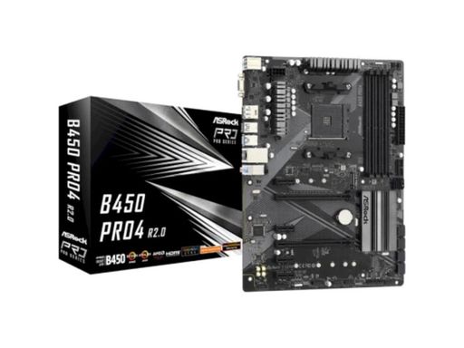 Материнська плата ASRock B450 PRO4 R2.0 sAM4 B450 4xDDR4 M.2 HDMI DP D-Sub USB Type-c  ATX