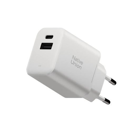 Сетевое зарядное устройство Native Union Fast GaN Charger PD 45W (1 USB-C + 1 USB-A) Port White (FAST-PD45AC-WHT-EU)