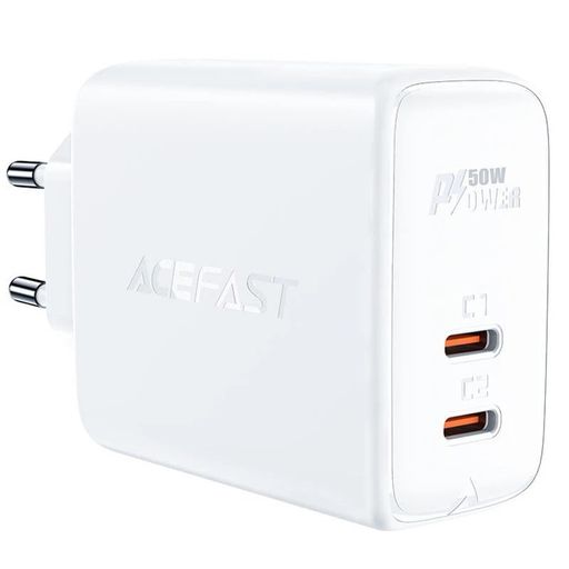 Сетевое зарядное устройство ACEFAST A29 GaN Dual Port Series 2xUSB-C 50W White