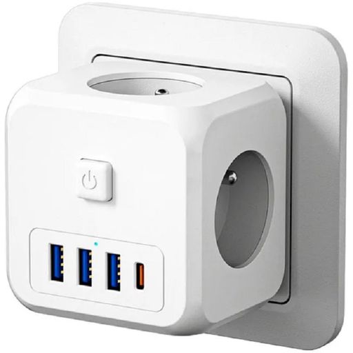 Сетевое зарядное устройство ESSAGER Magic Cube 7 in 1 Wall Socket 3 sockets 3 USB-A 1 Type-c (ECTAC-MFB02-Z)