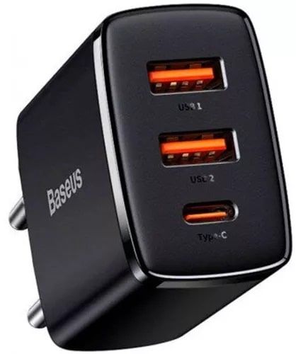Сетевое зарядное устройство Baseus Compact Quick Charger 2xUSB U+C 30W Black (CCXJ-E01)