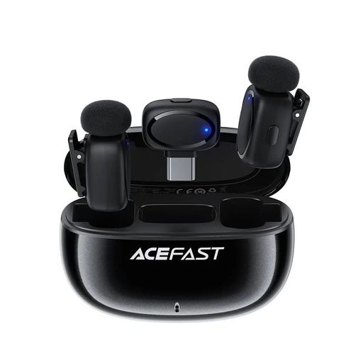 Беспроводной петличный микрофон Acefast [R2] Wireless Magnetic Lavalier Microphones (Black)