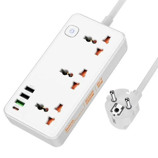 Сетевой фильтр Hoco AC8A 3USB + USB-C 220V 30W PD 1.5m - white