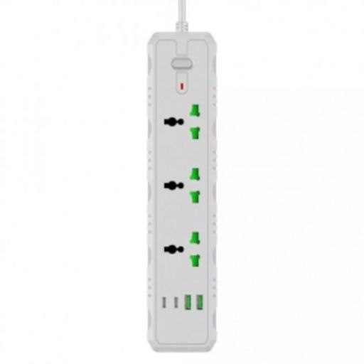 Мережевий фільтр T25-QC (3 розетки + 2 USB + 2 Type-C) 2м white