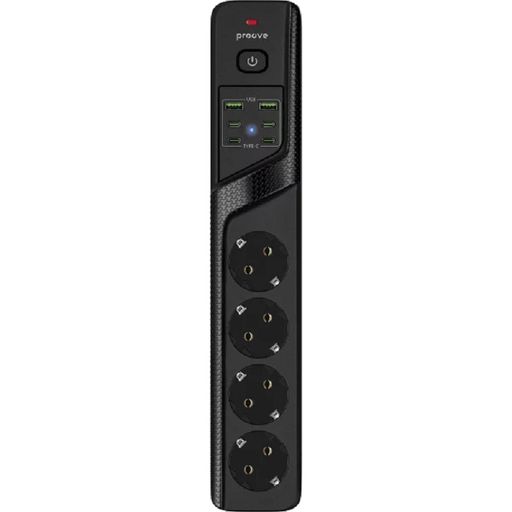 Мережевий фільтр Proove Power Strip P-04C (4 розетки + 2 USB + 4 Type-C) 3М (black) (PSPS25002431)