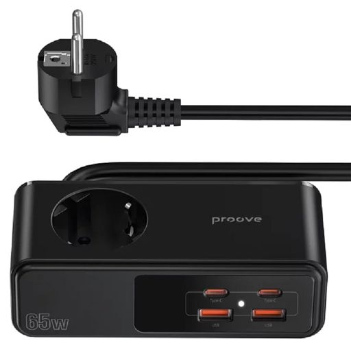 Сетевой фильтр Proove Homester Pro 65W (AC + 2xType-C + 2xUSB) 1.5m (black) (PSHP25002201)