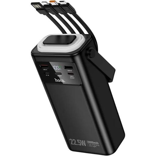 Зовнішній акумулятор (павербанк) Hoco EJ65 High 22.5W+PD20W with cable 30000 mAh (Black)