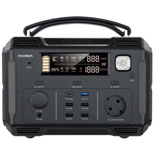 Зарядная станция Choetech Portable Power Station 500W BS004 (BS004-EU-BK)