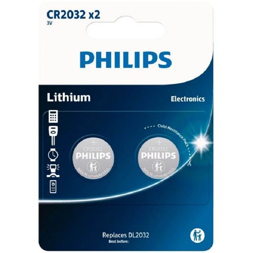 Батарейки Philips CR 2032 блістер 2 шт. (CR2032P2/01B)