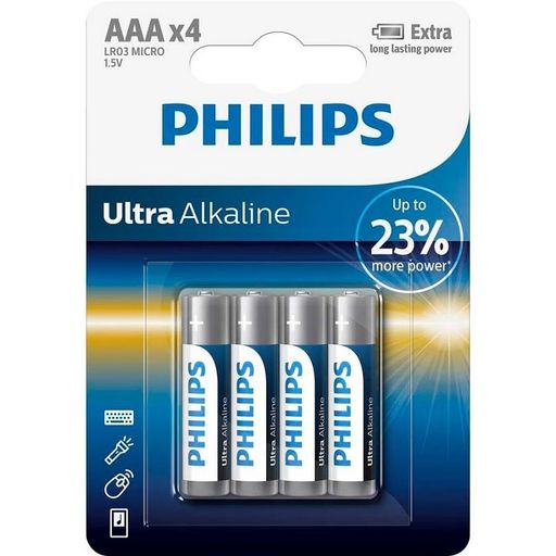Батарейки Philips Ultra Alkaline LR03 AAА 1.5 В 4 шт. (LR03E4B/10)