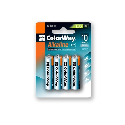 Батарейки ColorWay Alkaline Power щелочные AA 8 шт blister (CW-BALR06-8BL)