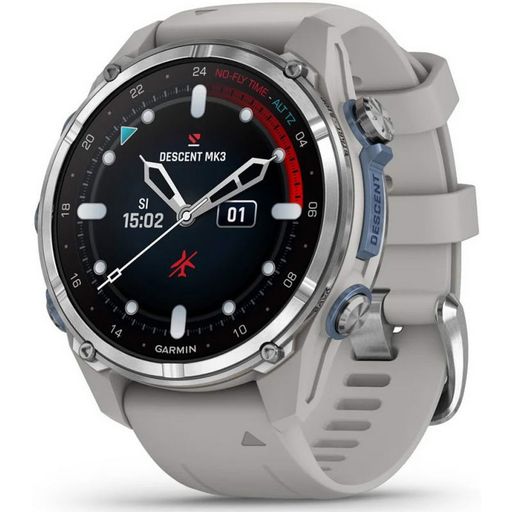 Смарт-часы Garmin Descent Mk3 43 mm Stainless Steel with Fog Gray Silicone Band (010-02753-04/03)