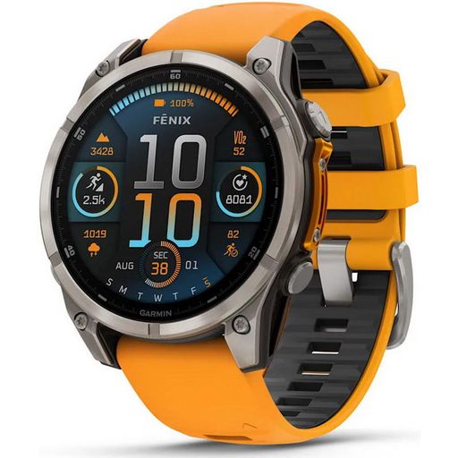 Смарт-часы Garmin fenix 8 AMOLED 47 mm Sapphire, Titanium with Spark Orange/Graphite Silicone Band (010-02904-10/11)