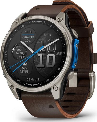 Смарт-часы Garmin D2 Mach 2 47mm Titanium w. Oxford Brown Leather Band (010-02904-30/31)