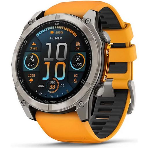 Смарт-годинник Garmin fenix 8 AMOLED 51 mm Sapphire, Titanium with Spark Orange/Graphite Silicone Band (010-02905-10/11)
