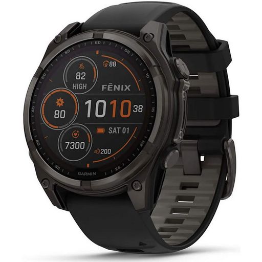Смарт-годинник Garmin Fenix 8 47mm Solar Sapphire Carbon Gray DLC Titanium w. Black/Pebble Gray S. Band (010-02906-10/11)