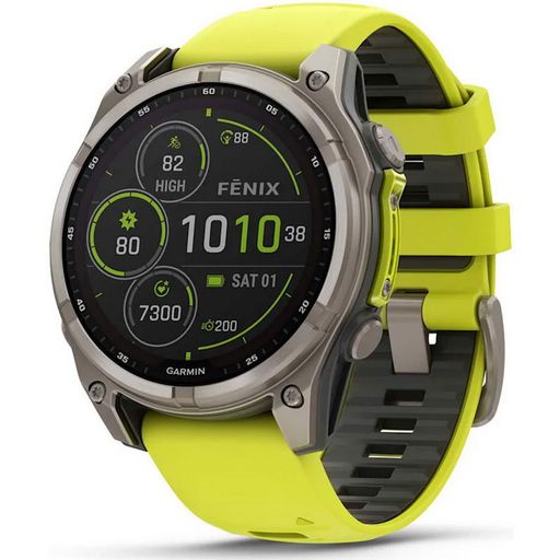 Смарт-часы Garmin Fenix 8 47mm Solar Sapphire Titanium w. Amp Yellow/Graphite Silicone Band (010-02906-20/21)