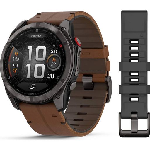 Смарт-годинник Garmin Fenix 8 Pro 51 mm AMOLED Carbon Gray DLC Titanium with Chestnut Leather Band (010-03199-40)