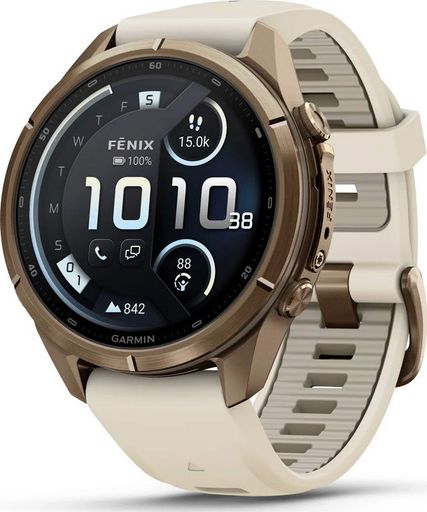 Смарт-часы Garmin Fenix 9 Pro inReach 43mm Autumn Gold Titanium with Cream/French Gray Silicone Band (010-04335-20/21)