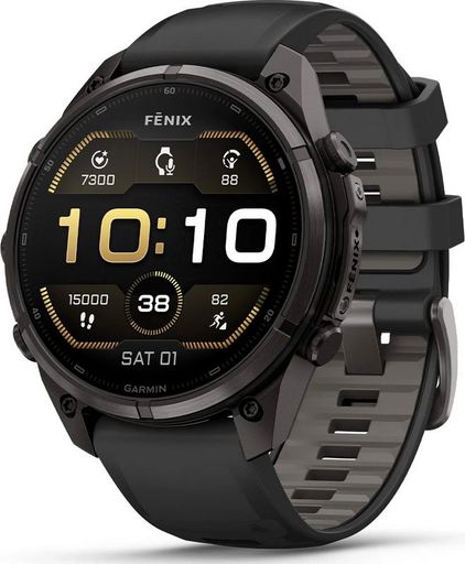 Смарт-годинник Garmin Fenix 9 Pro 47mm Carbon Gray DLC Titanium Case with Black/Pebble Gray Silicone Band (010-04336-15/16)