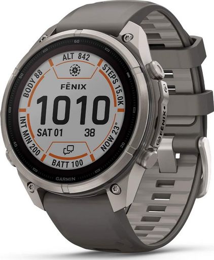 Смарт-годинник Garmin Fenix 9 Pro Solar inReach 47mm Titanium with Pebble Gray/Silver Gray Silicone Band (010-04338-00/01)