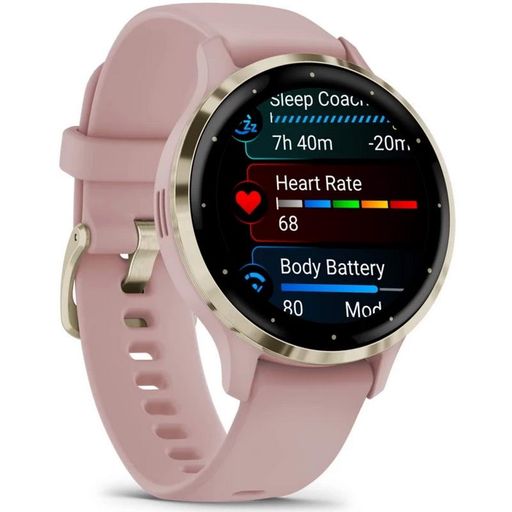 Смарт-годинник Garmin Venu 3s Soft Gold Stainless Steel Bezel with Dust Rose Case and Silicone Band (010-02785-03/53)