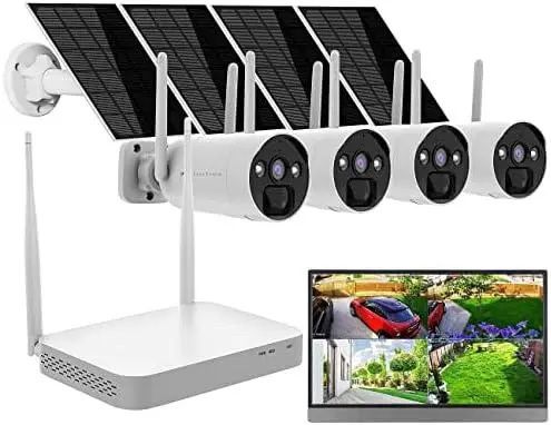 Комплект VisorTech 2K з жорстким диском + 4 камери на сонячній батареї, HDMI, відеоспостереження Europe