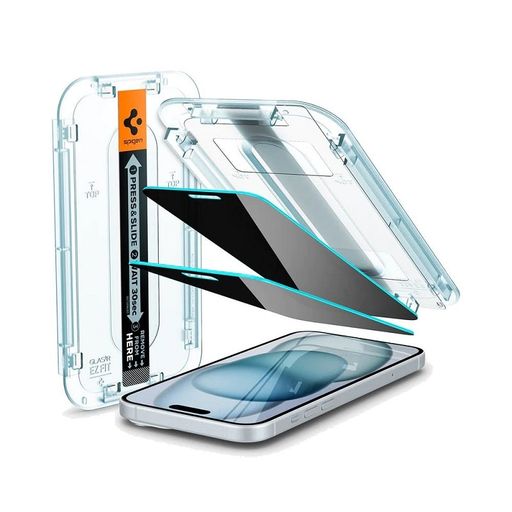Защитное стекло Spigen для iPhone 16 / 15 / 14 Pro - EZ FIT GLAS.tR Privacy (2 шт) (AGL06905)