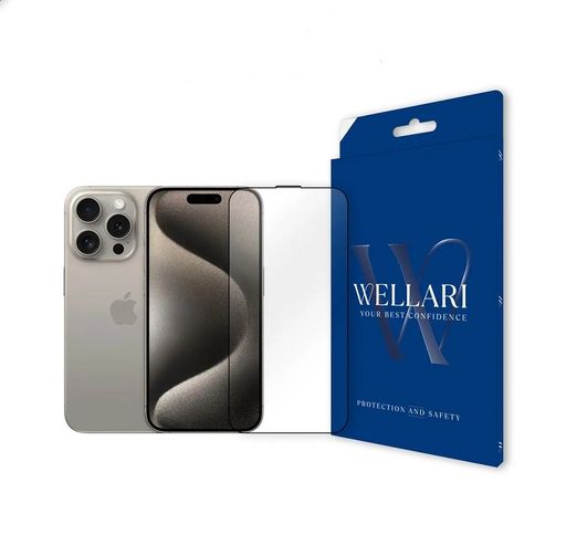 Захисне скло Wellari для iPhone 15 Pro Max 2.75D Full Screen 0.4mm [High Aluminium Glass]
