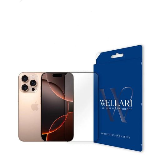 Защитное стекло Wellari для iPhone 16 Pro Max 2.75D Full Screen 0.4mm [High Aluminium Glass] (Black)