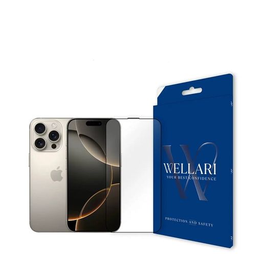 Защитное стекло Wellari для iPhone 16 Pro 2.75D Full Screen 0.4mm [High Aluminium Glass] (Black)