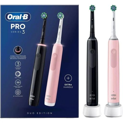 Набір з 2-х електричних зубних щіток Oral-B D505.533.3H Pro 3 Black+Rose Duo Edition Europe