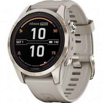 Смарт-часы Garmin Fenix 7S Pro Sapphire Solar Edition Soft Gold with Light Sand Band (010-02776-14/15) - фото 1