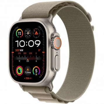 Apple Watch Ultra 2 GPS + Cellular 49mm Titanium Case with Green/Gray Trail Loop - S/M (MRF03) - фото 1