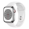 Смарт-часы Apple Watch Series 8 GPS + Cellular 41mm Silver S. Steel Case w. White S. Band (MNJ53)