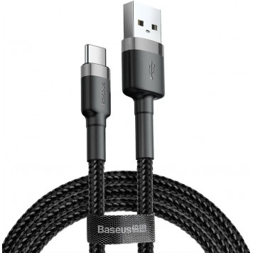 Кабель Baseus Cafule Cable USB For Type-C 3A 0.5m Gray+Black - фото 1