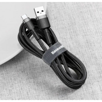 Кабель Baseus Cafule Cable USB For Type-C 3A 0.5m Gray+Black - фото 3