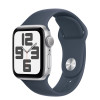 Apple Watch SE 2 GPS 40mm Silver Aluminium Case with Storm Blue Sport Band M/L (MRE23) 2023