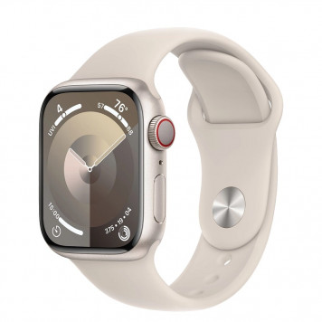 Apple Watch Series 9 GPS + Cellular 41mm Starlight Alu. Case w. Starlight Sport Band - S/M (MRHN3) - фото 1