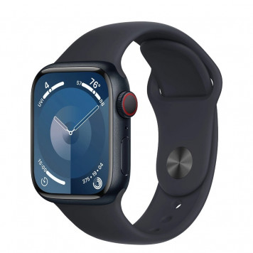 Apple Watch Series 9 GPS + Cellular 41mm Midnight Alu. Case w. Midnight S. Band - M/L (MRHT3) - фото 1