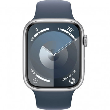 Apple Watch Series 9 GPS + Cellular 45mm Silver Aluminum Case w. Storm Blue Sport Band - S/M (MRMG3) - фото 2