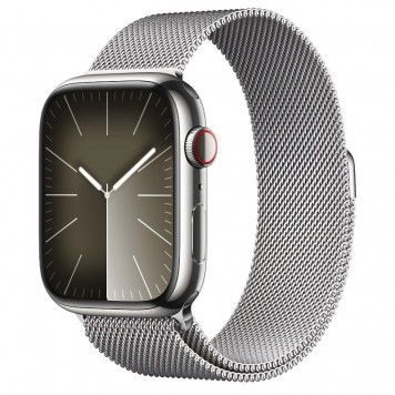 Apple Watch Series 9 GPS + Cellular 45mm Silver S. Steel Case w. Silver Milanese Loop (MRMQ3) - фото 1
