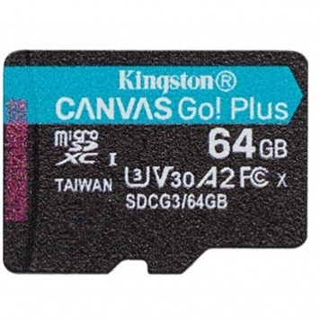 Карта памяти MicroSDXC 64GB UHS­I/U3 Class 10 Kingston Canvas Go! Plus R170/W70MB/s - фото 1